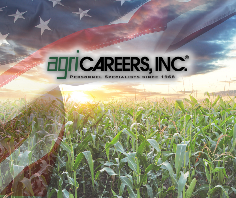 agriCAREERS logo with an American flag over a cornfield